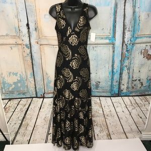 Impulse Formal/Dance Dress Gold & Black Lace Overlay NEW